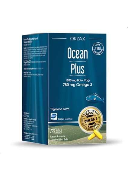 Ocean Orzax Plus 1200 Mg Balık Yağı 780 Mg Omega 3 | 50 Kapsül