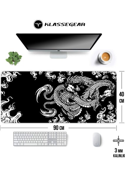 Klassegear Pro 90X40 cm Xxl Gaming Oyuncu Mouse Pad Mousepad Dragon Knot