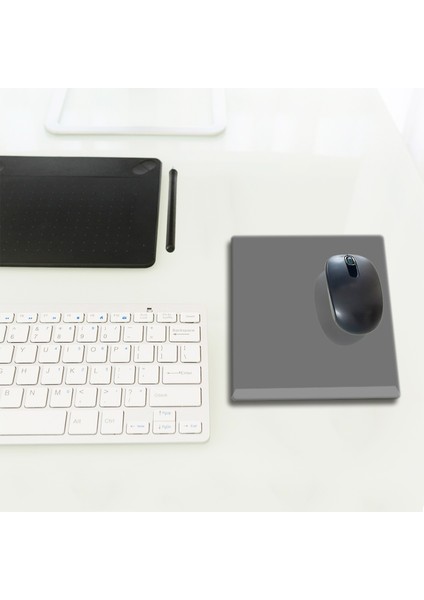 Cam Mouse Pad | Cam Masa Matı | Düz Renk - Gri | Small | 18CM x 22CM