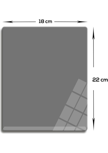 Cam Mouse Pad | Cam Masa Matı | Düz Renk - Gri | Small | 18CM x 22CM