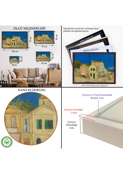 Çerçeveli Vincent Willem Van Gogh - Sarı Ev TABLOSU-7157 indirimleri