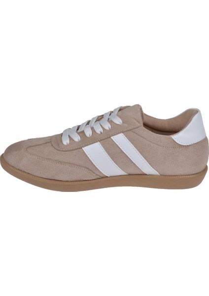 Bağcıklı Kadın Spor Ayakkabı Sneaker EN-4573 Bej