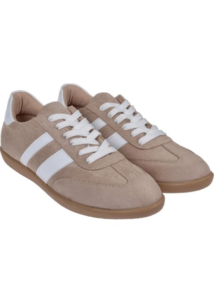 Bağcıklı Kadın Spor Ayakkabı Sneaker EN-4573 Bej