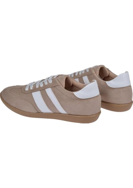 Bağcıklı Kadın Spor Ayakkabı Sneaker EN-4573 Bej