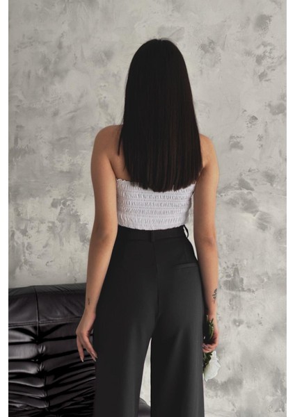 Kadın Siyah Bol Paça Dabıl Pantolon 2308 fiyatları