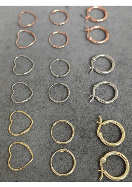 Ince Tel Kalp Desenli Gümüş Küpe - Rose Renk fiyatları