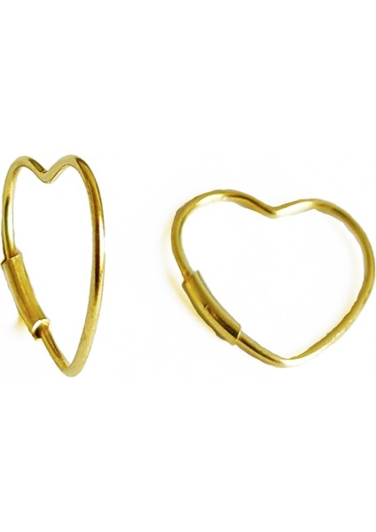 Ince Tel Kalp Desenli Gümüş Küpe - Rose Renk modelleri