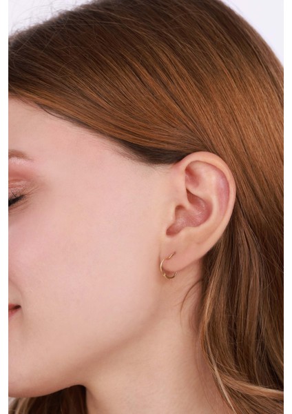 Ince Tel Kalp Desenli Gümüş Küpe - Rose Renk indirimleri