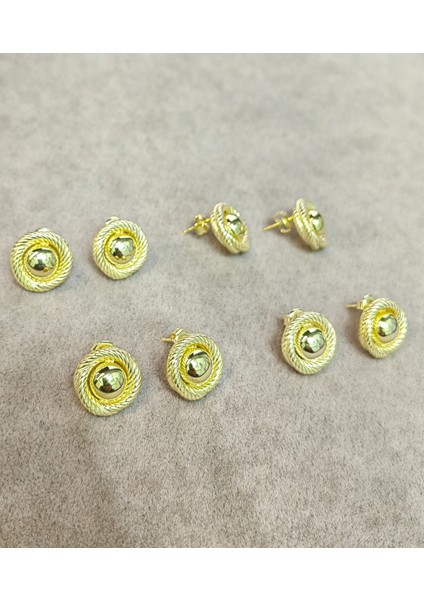 Taşsız Sarmal Model Gümüş Küpe - Gold Renk fiyatları