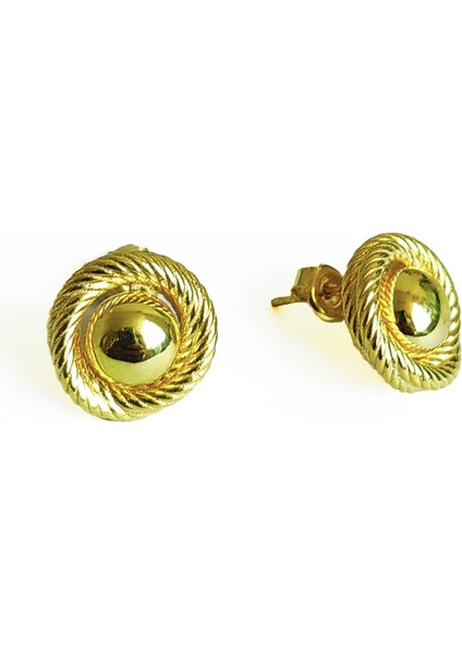 Taşsız Sarmal Model Gümüş Küpe - Gold Renk modelleri