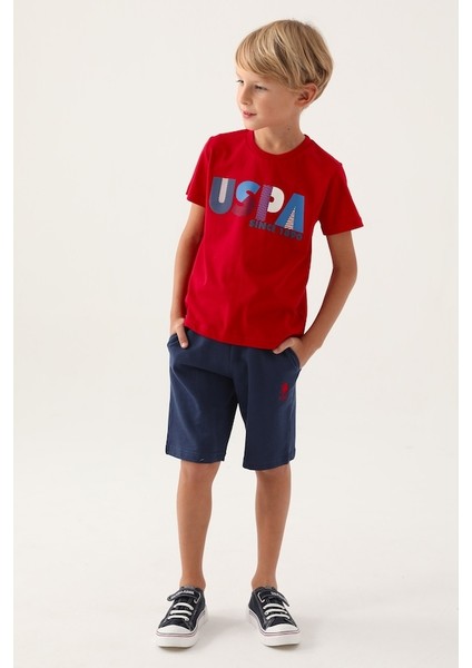 1757 Erkek Çocuk Bermuda Pijama Takım Kırmızı V1 fiyatları