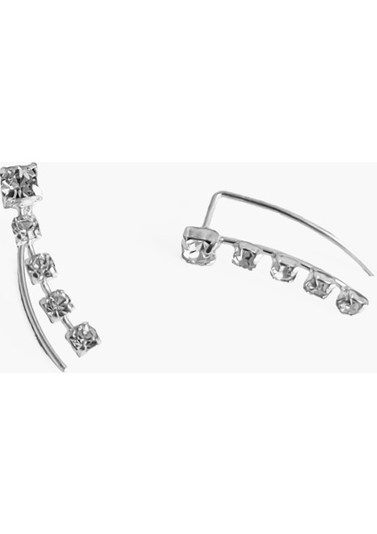 Özel Tasarım Beş Taşlı Gümüş Küpe - Rose Renk modelleri