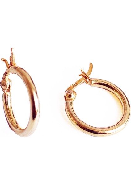 Minimal Yuvarlak Gümüş Küpe - Rose Renk