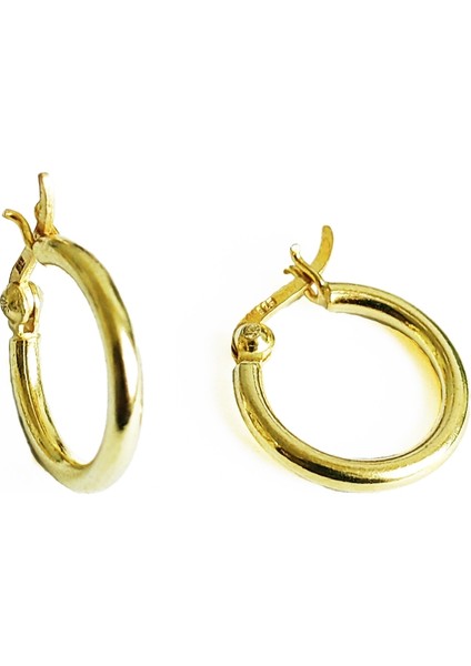 Minimal Yuvarlak Gümüş Küpe - Rose Renk modelleri