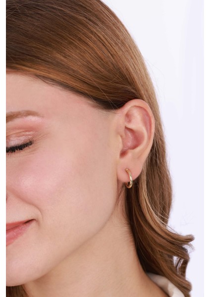 Minimal Yuvarlak Gümüş Küpe - Rose Renk indirimleri