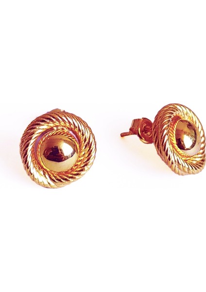 Taşsız Sarmal Model Gümüş Küpe - Rose Renk