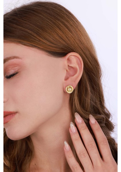 Taşsız Sarmal Model Gümüş Küpe - Rose Renk indirimleri