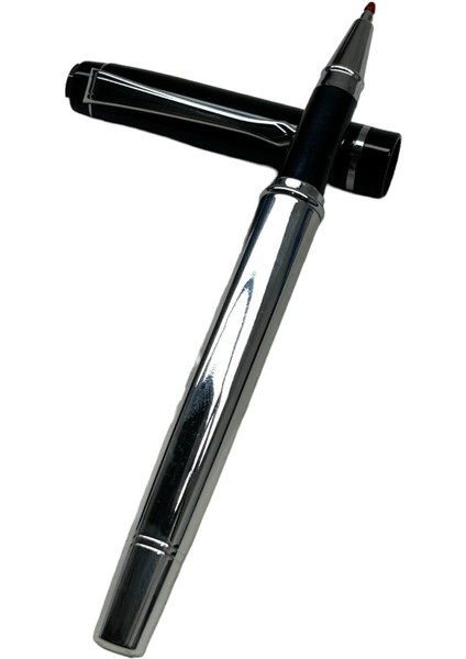 Siyah Gümüş Deri Kılıflı Tükenmez Roller Imze Kalemi 1209GM fırsatları