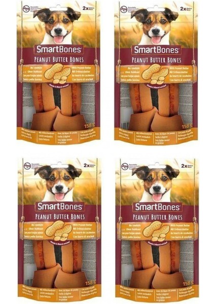 Smartbones Tavuklu ve Fıstık Ezmeli Medium Kemik 2 Li 158 Gr. x 4 Adet