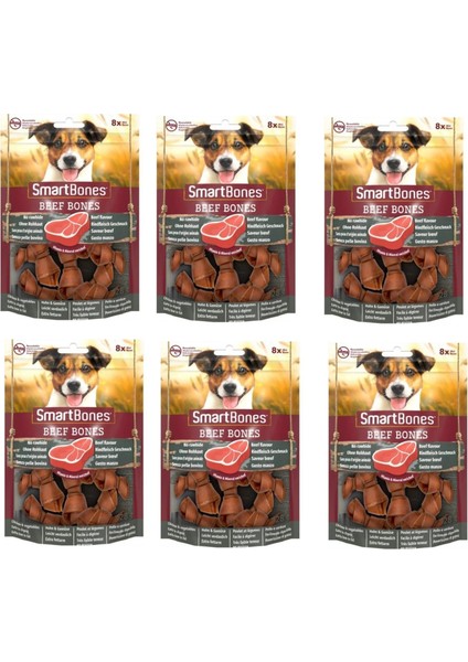 Smartbones Biftekli Mini Kemik 8 Li 128 Gr. x 6 Adet