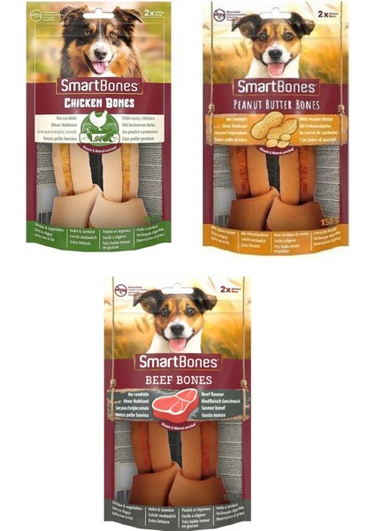Smartbones 3 Çeşit Karma Medium Köpek Ödülü 2 Li 158 Gr. x 3 Adet