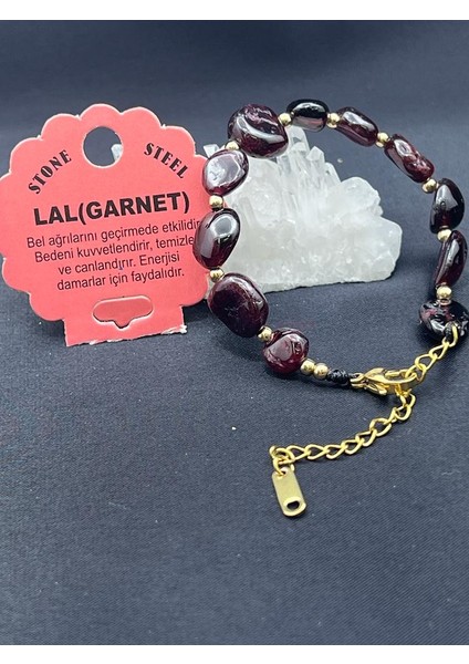 Sertifikalı Lal (Garnet) Taşı Tımbıl Kesim Natural Doğaltaş Ayarlanabilir Bileklik modelleri