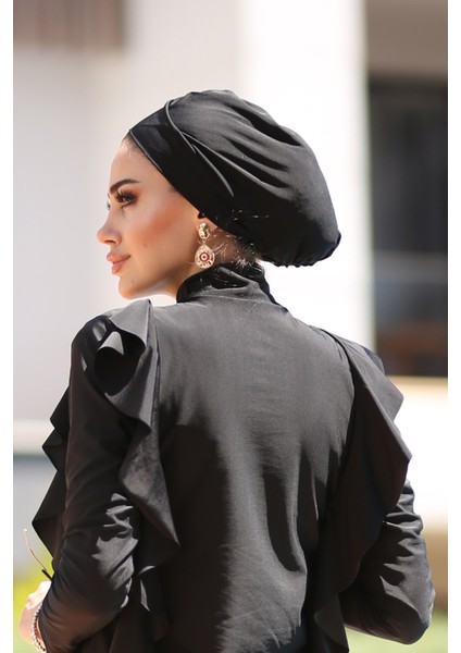 Çift Taraflı Çapraz ve Büzgü Deniz Bone Siyah R-1009 fiyatları