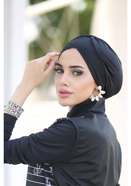 Çift Taraflı Çapraz ve Büzgü Deniz Bone Siyah R-1009 modelleri