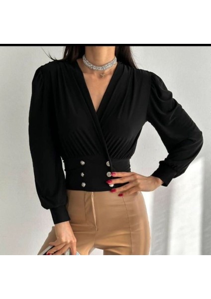 Düğmeli Vanessa Bluz