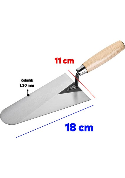 Ahşap Saplı Sıva İnşaat Malası Sıvacı Mala 18 cm 1.2 mm Kalınlık Rockwell Yay Çeliği Papatya Kaynak