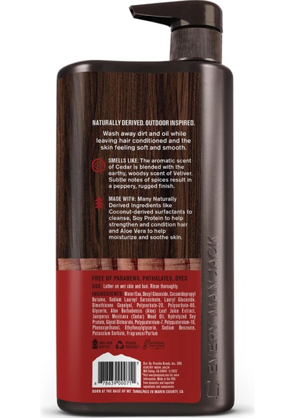 3in1 Cedarwood Şampuan + Saç Kremi + Vücut Şampuanı 945ML