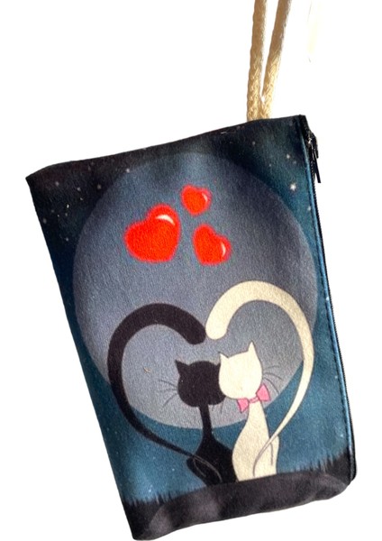 AYT-3216 Baskılı Ipli Çok Amaçlı Bez Çanta (Kalemlik) 13 x 20 cm
