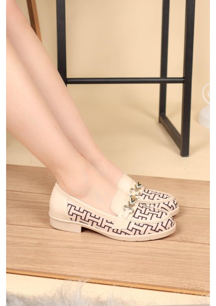 Cilt Garnili Baskılı Loafer Krem fiyatları
