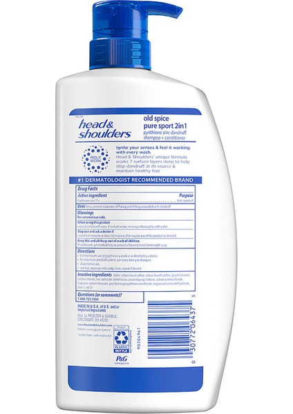 Head & Shoulders Old Spice Pure Sport 2si 1 Arada Şampuan ve Saç Kremi 1180ML fiyatları