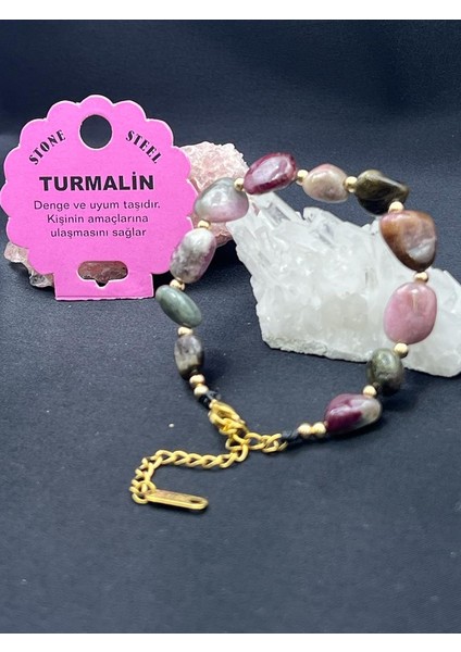 Sertifikalı Turmalin Taşı Tımbıl Kesim Natural Doğaltaş Ayarlanabilir Bileklik modelleri