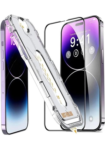 Iphone 14 Pro Magıc Otomatik Kolay Hizalama Aparatlı Cam Ekran Koruyucu Poınt Magic