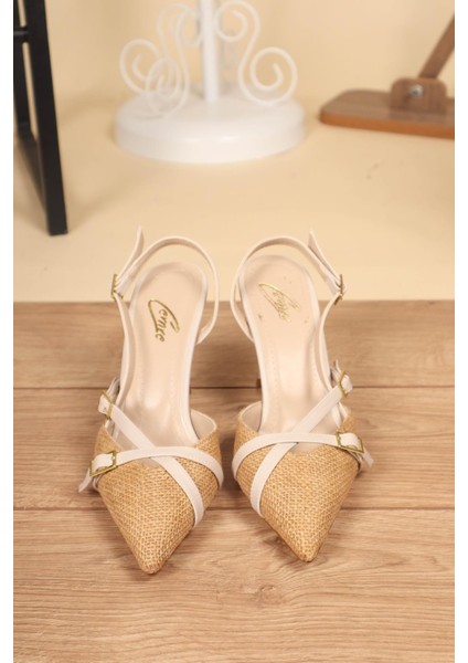 Garnili Hasır Stiletto Ten