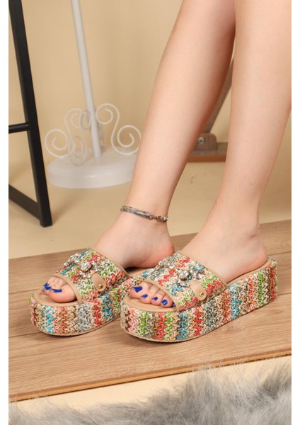 Taş Aksesuarlı Hasır Terlik Multi modelleri