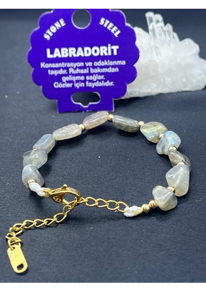 Labradorit Taşı Tımbıl Kesim Natural Doğaltaş Ayarlanabilir Bileklik fiyatları