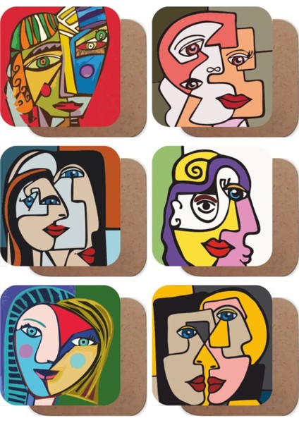 Major Selection Picasso Tarz Modern 6lı Ahşap Bardak Altlığı Seti fiyatları