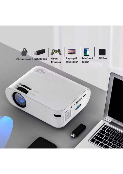 1080P Mini Taşınabilir Wifi Ios & Android Telefon Yansıtma P62 Model Projeksiyon Cihazı