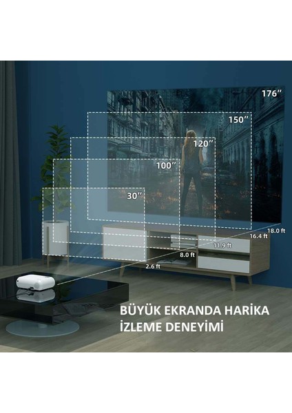 1080P Mini Taşınabilir Wifi Ios & Android Telefon Yansıtma P62 Model Projeksiyon Cihazı