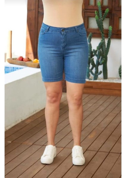 Full Likralı Yüksek Bel Büyük Beden Kot Şort fiyatları