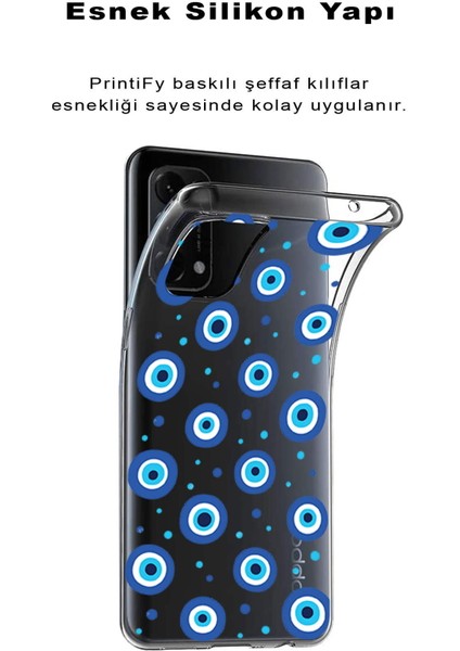 Apple iPhone 11 ile Uyumlu 1mm Slim Fit Nazar Boncuğu 1 Baskılı Şeffaf Silikon Kılıf