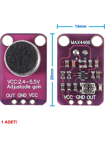 MAX4466 Amplikatörlü Analog Elektet Mikrofon Sensör Ayarlanabilir Kazanç Kontrol Ses Algılayıcı