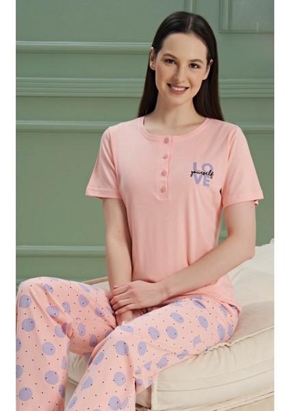 Kadın Pudra K.kol Pijama Takım 987