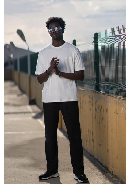 Bisiklet Yaka Havlu Kumaş Yarı Oversize (Hafif Geniş Model) T-Shirt
