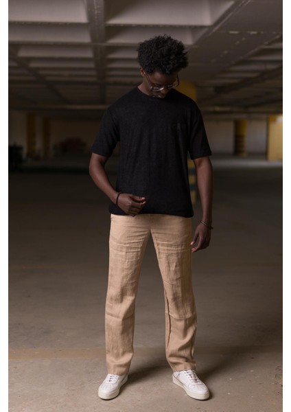 Bisiklet Yaka Havlu Kumaş Yarı Oversize (Hafif Geniş Model) T-Shirt