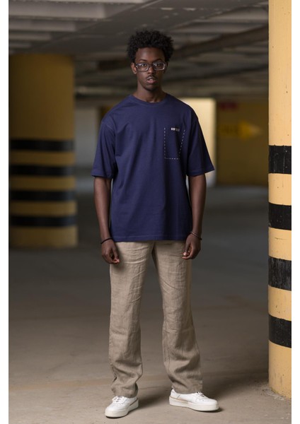 Bisiklet Yaka %100 Pamuklu Arkası Baskılı Oversize (Geniş Model) T-Shirt