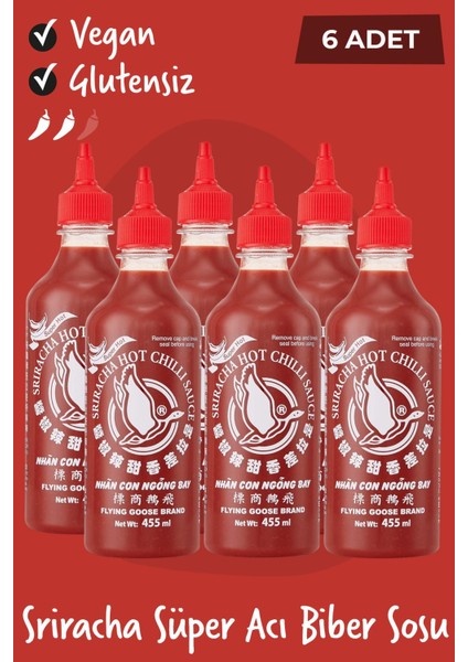 Flying Goose Sriracha Süper Acı Chilli Biberi Sosu 455ML 6 Adet